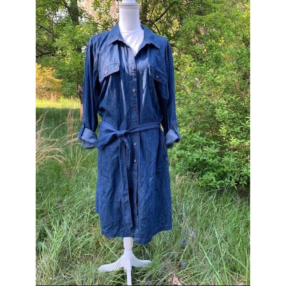 Talbots Denim Dress with Belt Plus Size 22 Womens